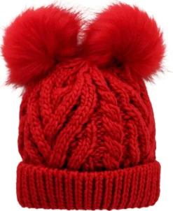 Huggalugs Fluffer Beanie Hat - Red, Large (2-6 years)