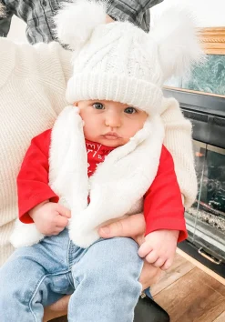 Huggalugs Fluffer Beanie Hat - Winter White, Medium (6-24 months)