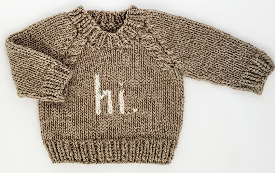 Huggalugs hi. Crew Neck Sweater - Pebble, 12-18 months