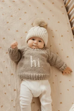 Huggalugs hi. Crew Neck Sweater - Pebble, 12-18 months