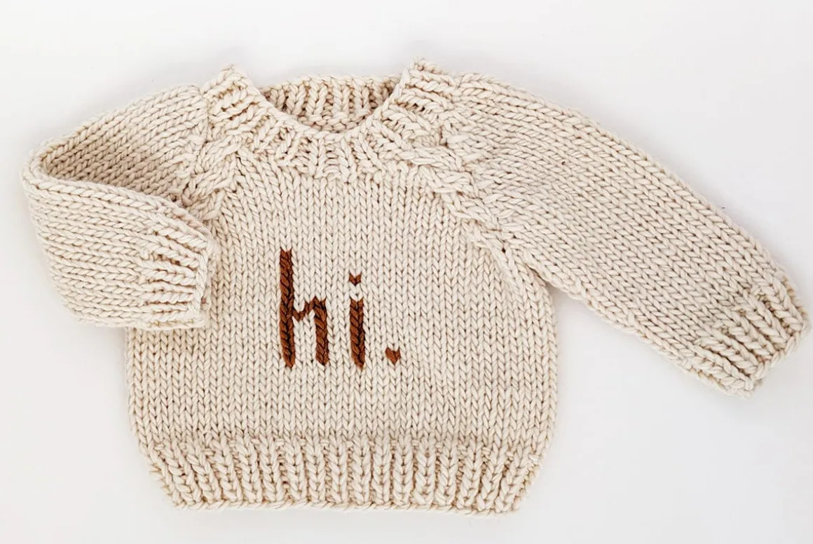 Huggalugs hi. Crew Neck Sweater - Pecan, 12-18 months
