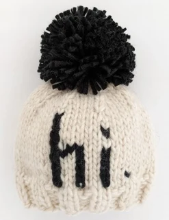 Huggalugs hi. Hand Knit Beanie Hat - Black, Large (2-6 years)