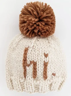 Huggalugs hi. Hand Knit Beanie Hat - Pecan, Small (0-6 months)