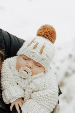 Huggalugs hi. Hand Knit Beanie Hat - Pecan, Small (0-6 months)