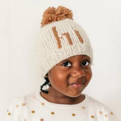 Huggalugs hi. Hand Knit Beanie Hat - Pecan, Small (0-6 months)