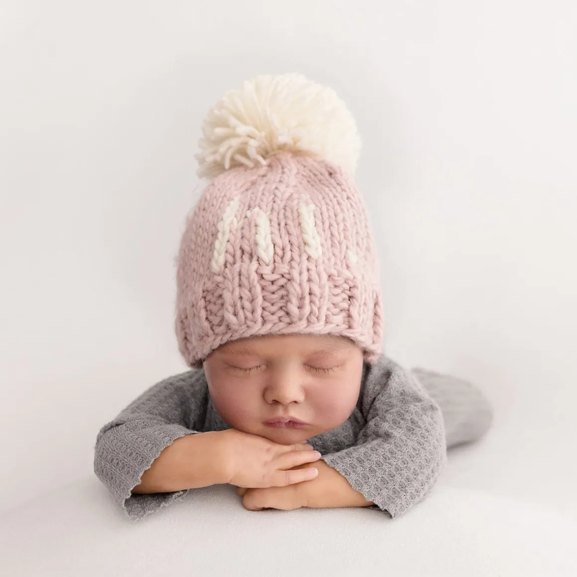 Huggalugs hi. Hand Knit Beanie Hat - Rosy, Medium (6-24 months)