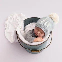 Huggalugs hi. Hand Knit Beanie Hat - Surf Blue, Large (2-6 years)