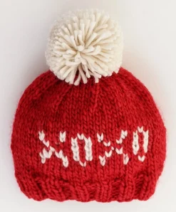 Huggalugs XOXO Valentine's Day Hand Knit Beanie Hat - Red, X-Small (Newborn)