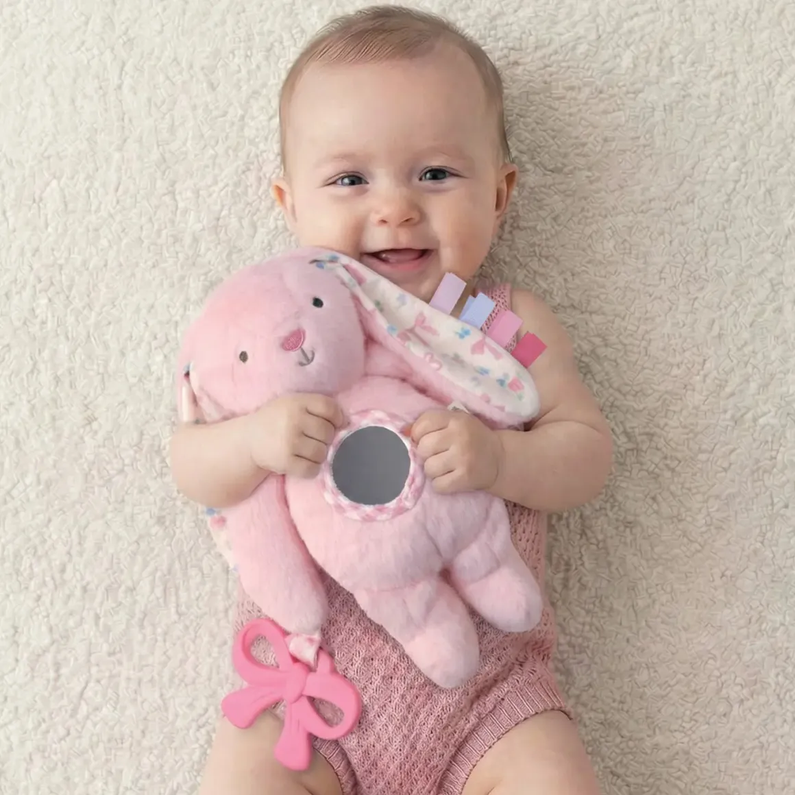 Itzy Ritzy Pink Bunny Bitzy Traveler Plush Toy