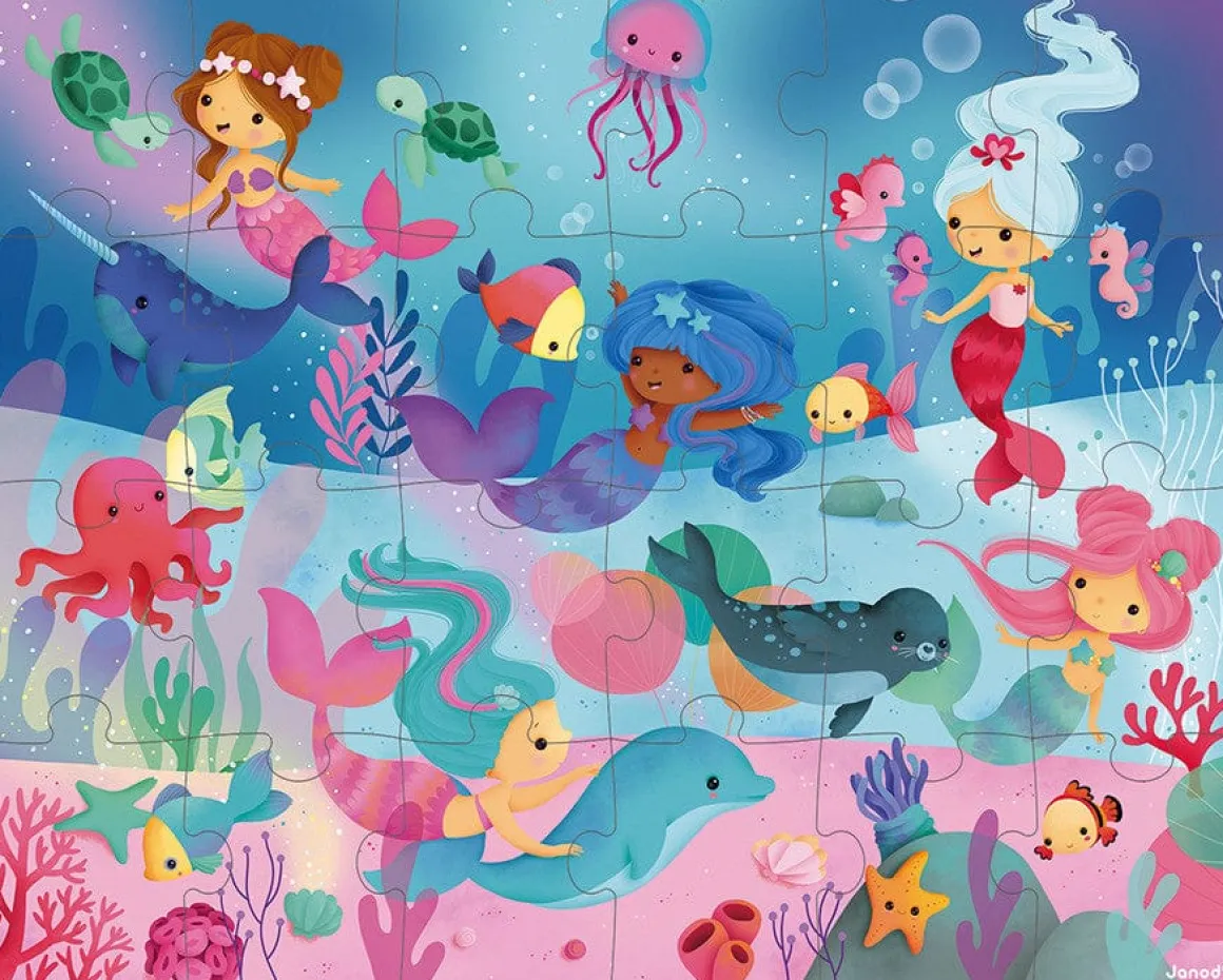Janod Hat Box Puzzle - Mermaids (24 Pcs)