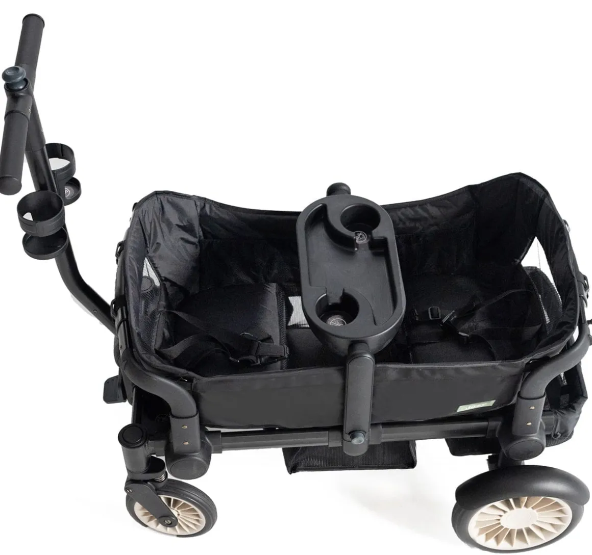 Joey (2 Seater) Stroller Wagon with 2 Canopies - Black