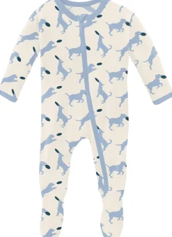 KicKee Pants Footie with Zipper - Natural Frisbee Labs, 18-24 Months