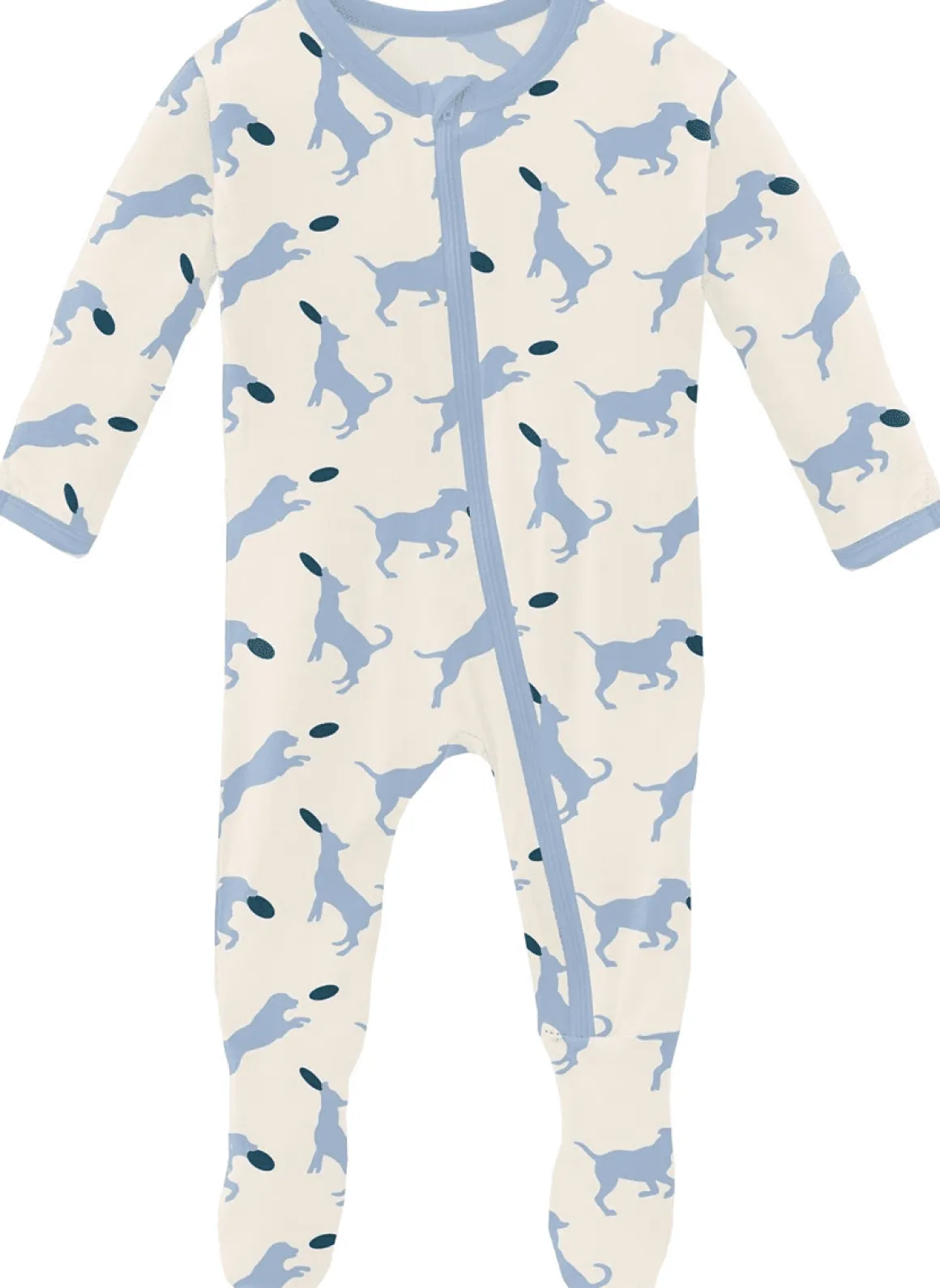 KicKee Pants Footie with Zipper - Natural Frisbee Labs, 18-24 Months