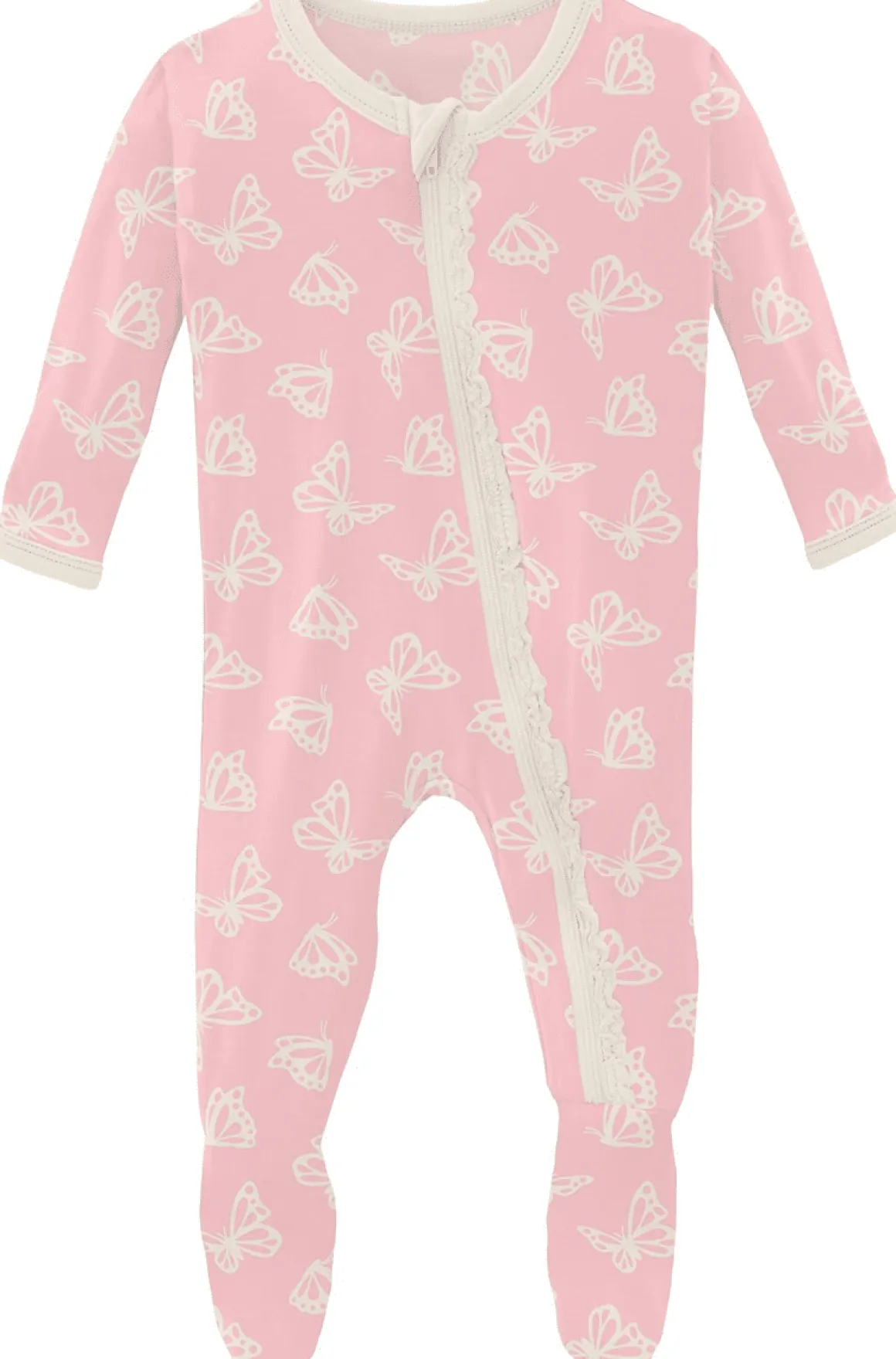 KicKee Pants Muffin Ruffle Footie with Zipper - Lotus Butterfly, 0-3 Months