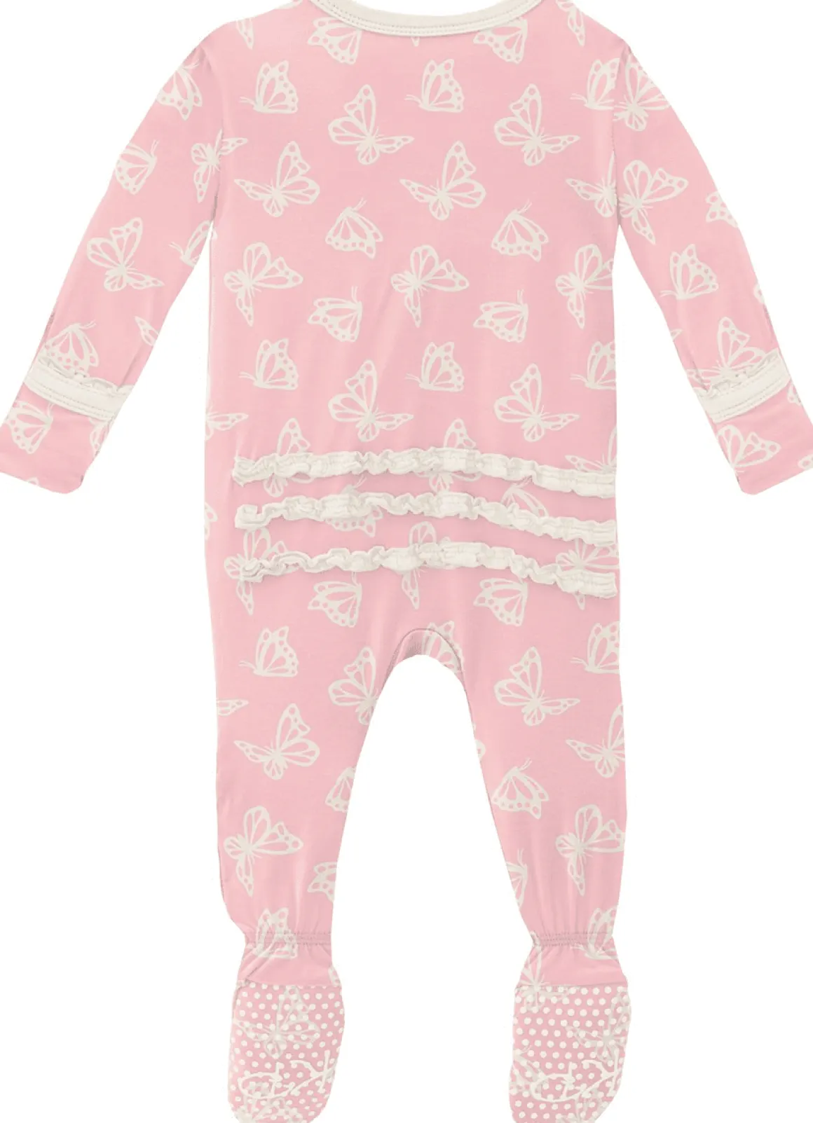 KicKee Pants Muffin Ruffle Footie with Zipper - Lotus Butterfly, Newborn