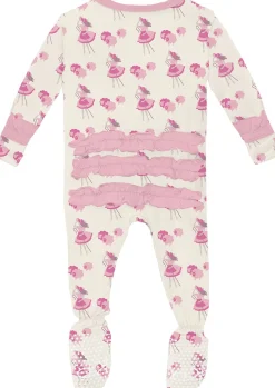 KicKee Pants Print Classic Ruffle Footie with 2 Way Zipper - Natural Little Bo Peep, 0-3 Months