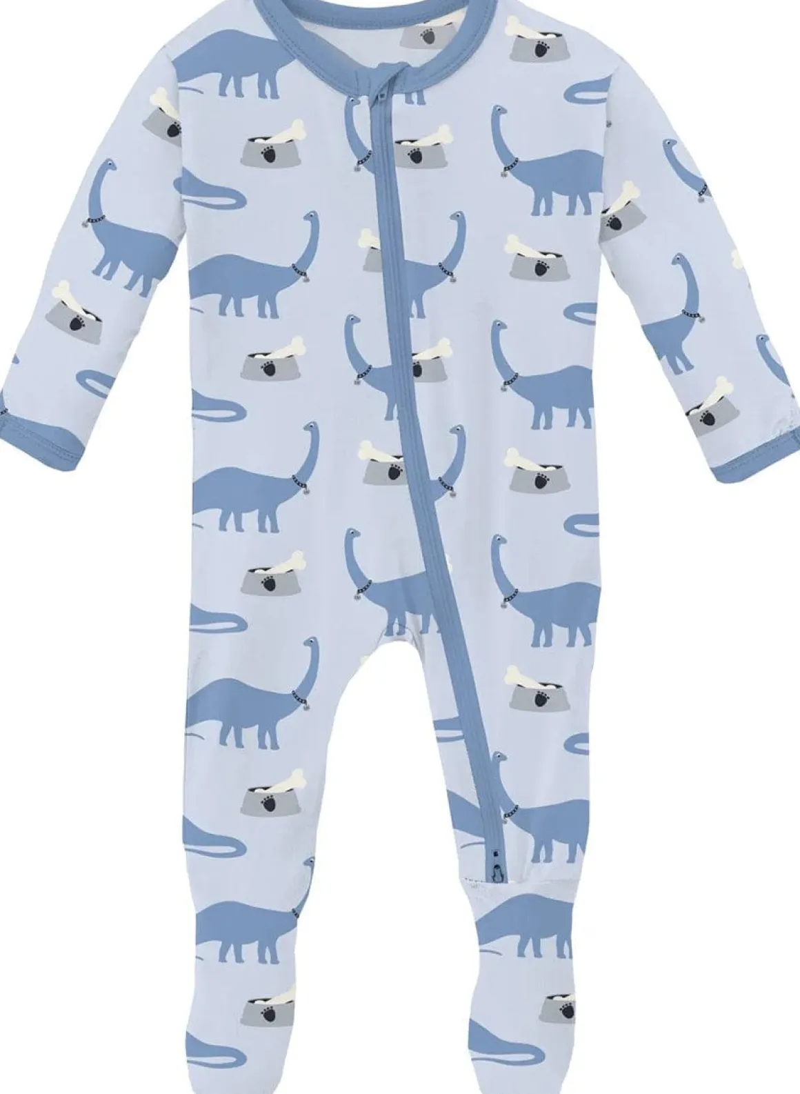 KicKee Pants Print Footie with 2 Way Zipper - Dew Pet Dino, Newborn