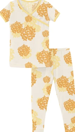 KicKee Pants Short Sleeve Kimono Pajama Set - Wallaby Hydrangea, 3T