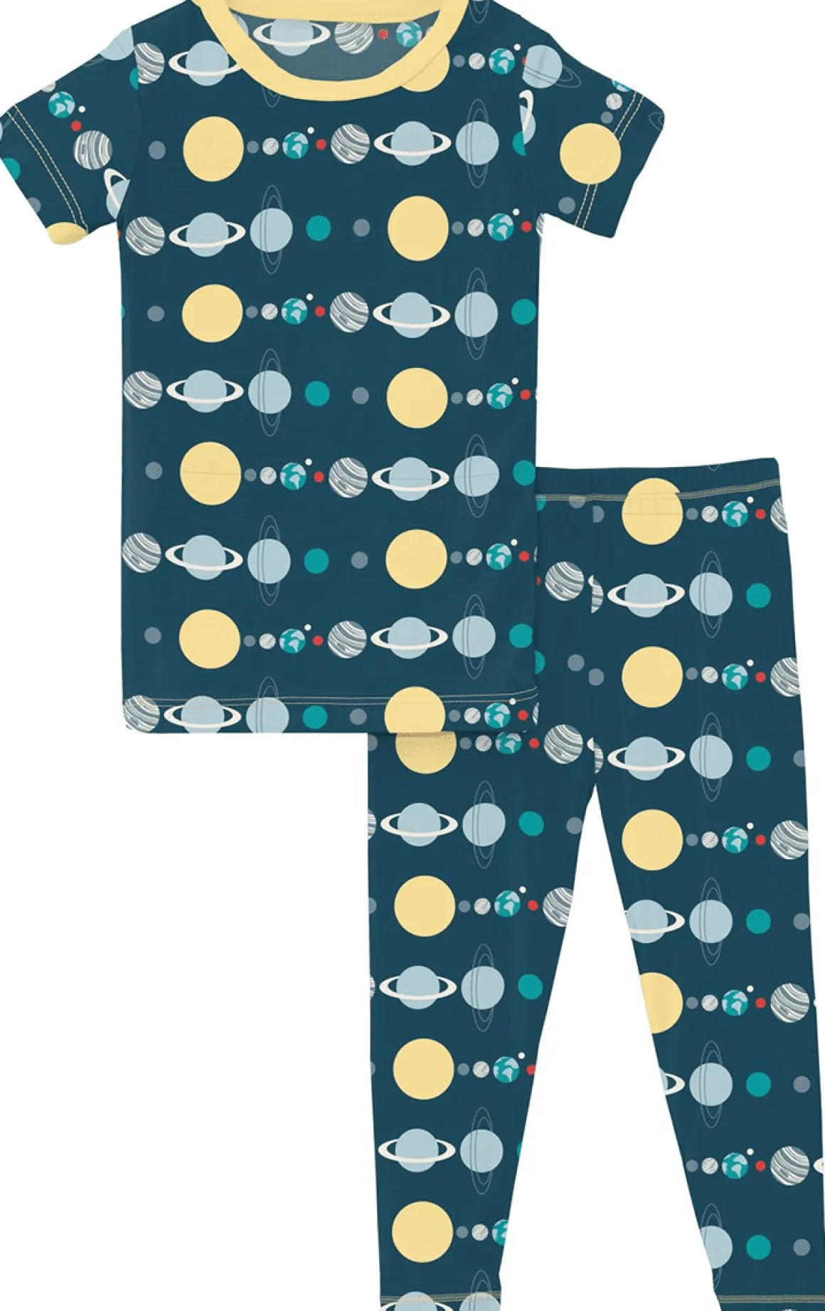 KicKee Pants Short Sleeve Pajama Set - Peacock Planets, 6 Years