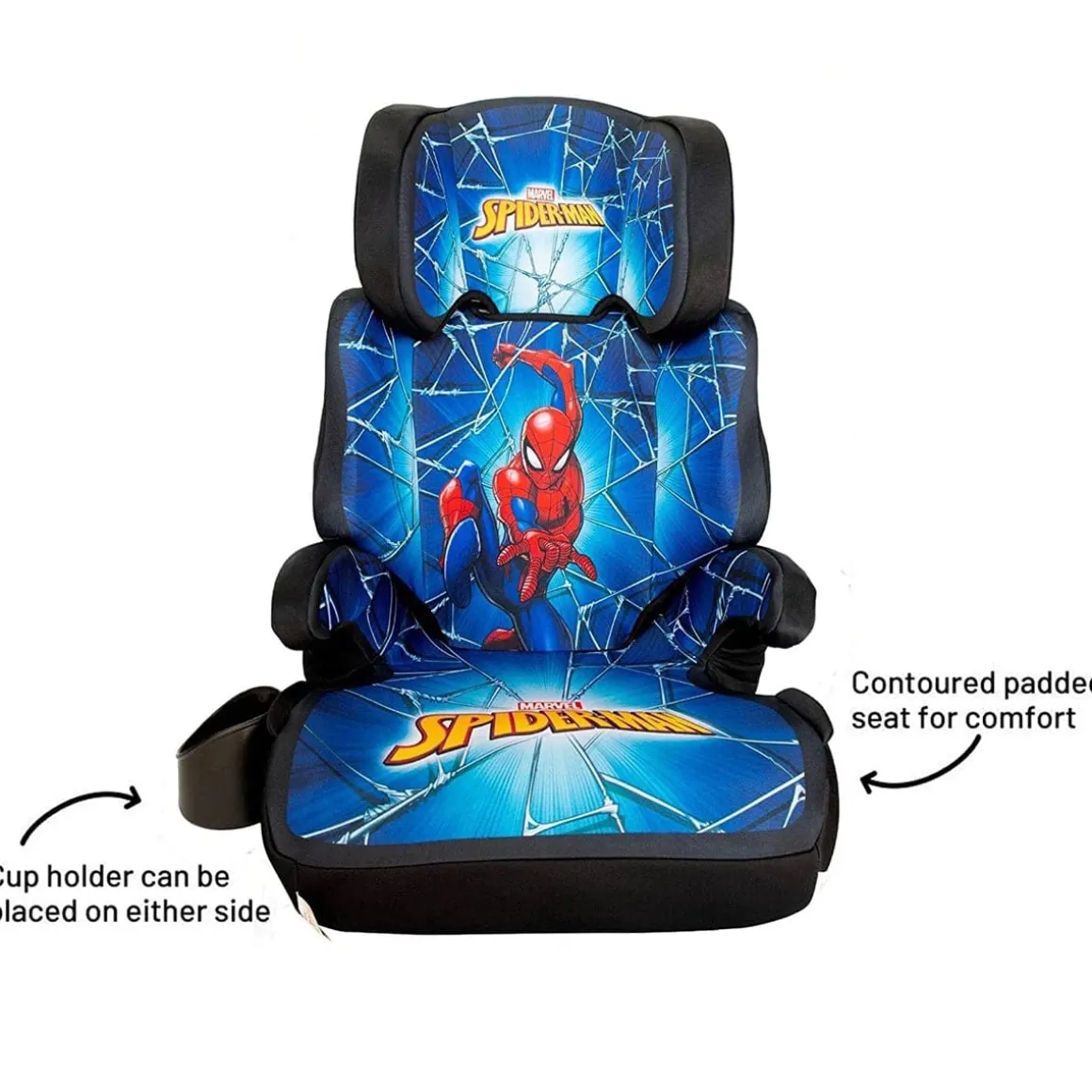 KidsEmbrace High Back Booster Car Seat - Marvel Spider-Man Blue Web