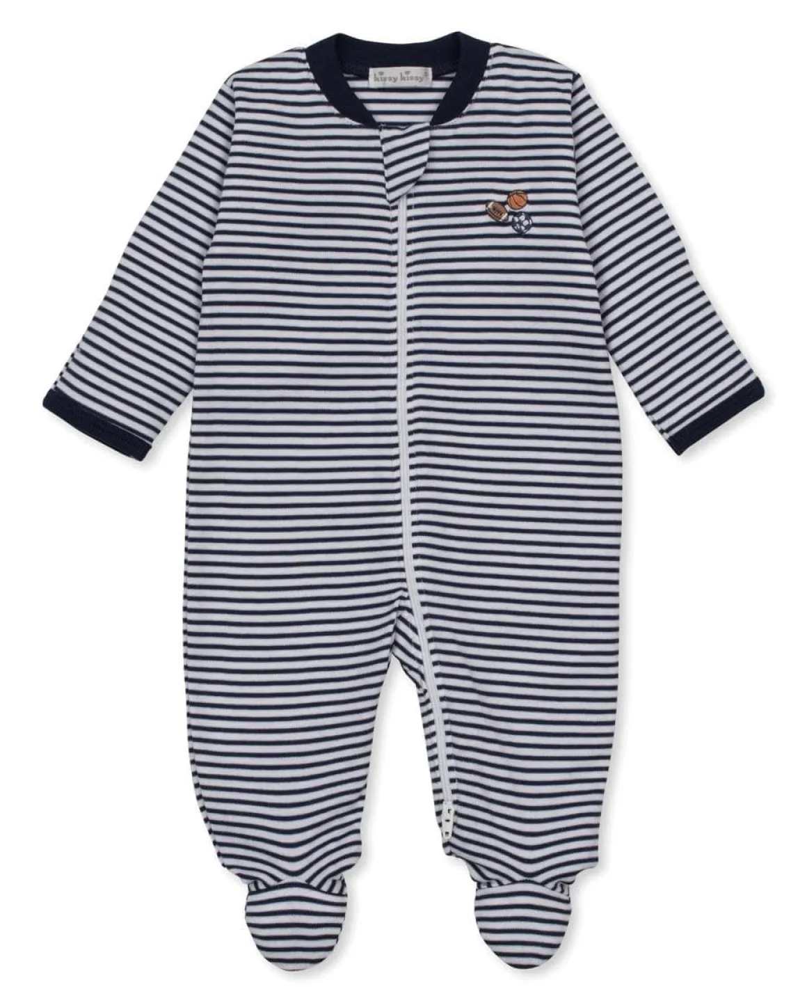 Kissy Kissy Footie w/ Zip Stripe - Navy, 0-3M