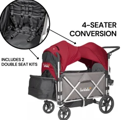 Larktale Caravan (4 Seater) Stroller Wagon Complete Bundle - Mornington Gray / Barossa Red