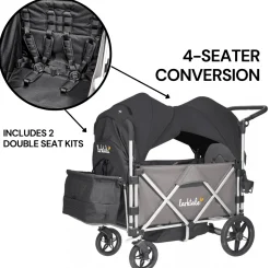 Larktale Caravan (4 Seater) Stroller Wagon Complete Bundle - Mornington Gray / Byron Black