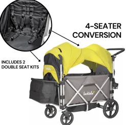 Larktale Caravan (4 Seater) Stroller Wagon Complete Bundle - Mornington Gray / Clovelly Yellow