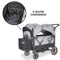 Larktale Caravan V2 (3 Seater) Stroller Wagon Bundle - Gray/Black