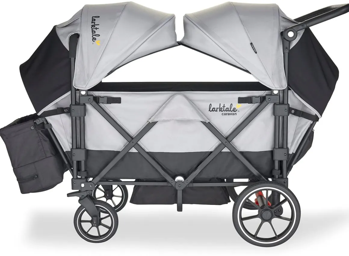 Larktale Caravan V2 (4 Seater) Stroller Wagon Bundle - Gray/Black