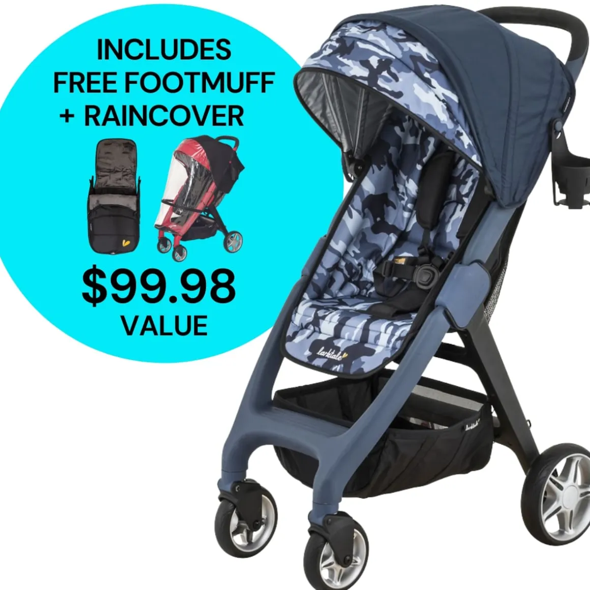 Larktale Chit Chat Compact Stroller Winter Bundle - Longreef Navy / Black