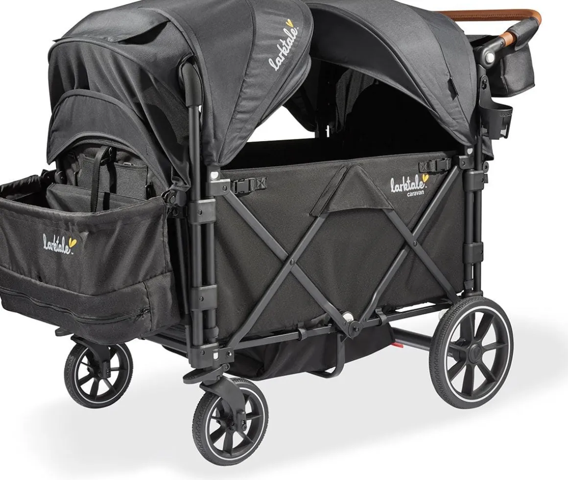 Larktale OPEN BOX Caravan Quad (4 Seater) Stroller Wagon - Byron Black