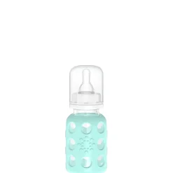 Lifefactory 4oz Glass Baby Bottle with Silicone Sleeve - Mint