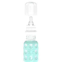 Lifefactory 4oz Glass Baby Bottle with Silicone Sleeve - Mint