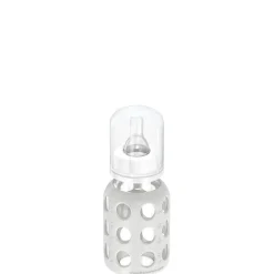Lifefactory 4oz Glass Baby Bottle with Silicone Sleeve - Stone Gray