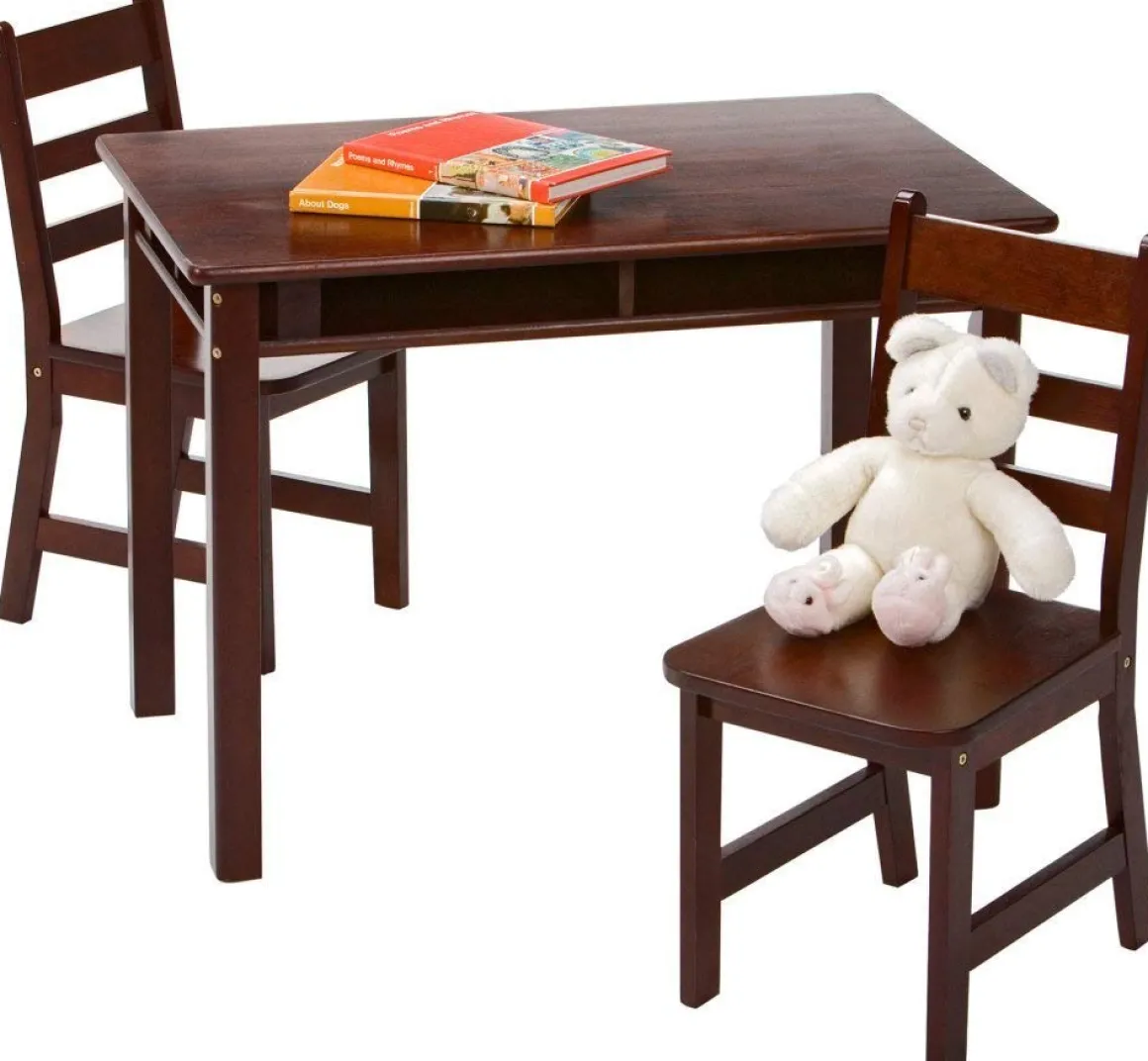 Lipper International Child's Rectangular Table & 2 Chairs - Walnut