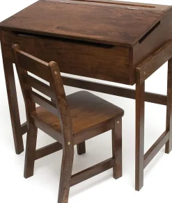 Lipper International Child's Slanted Top Desk & Chair - Walnut