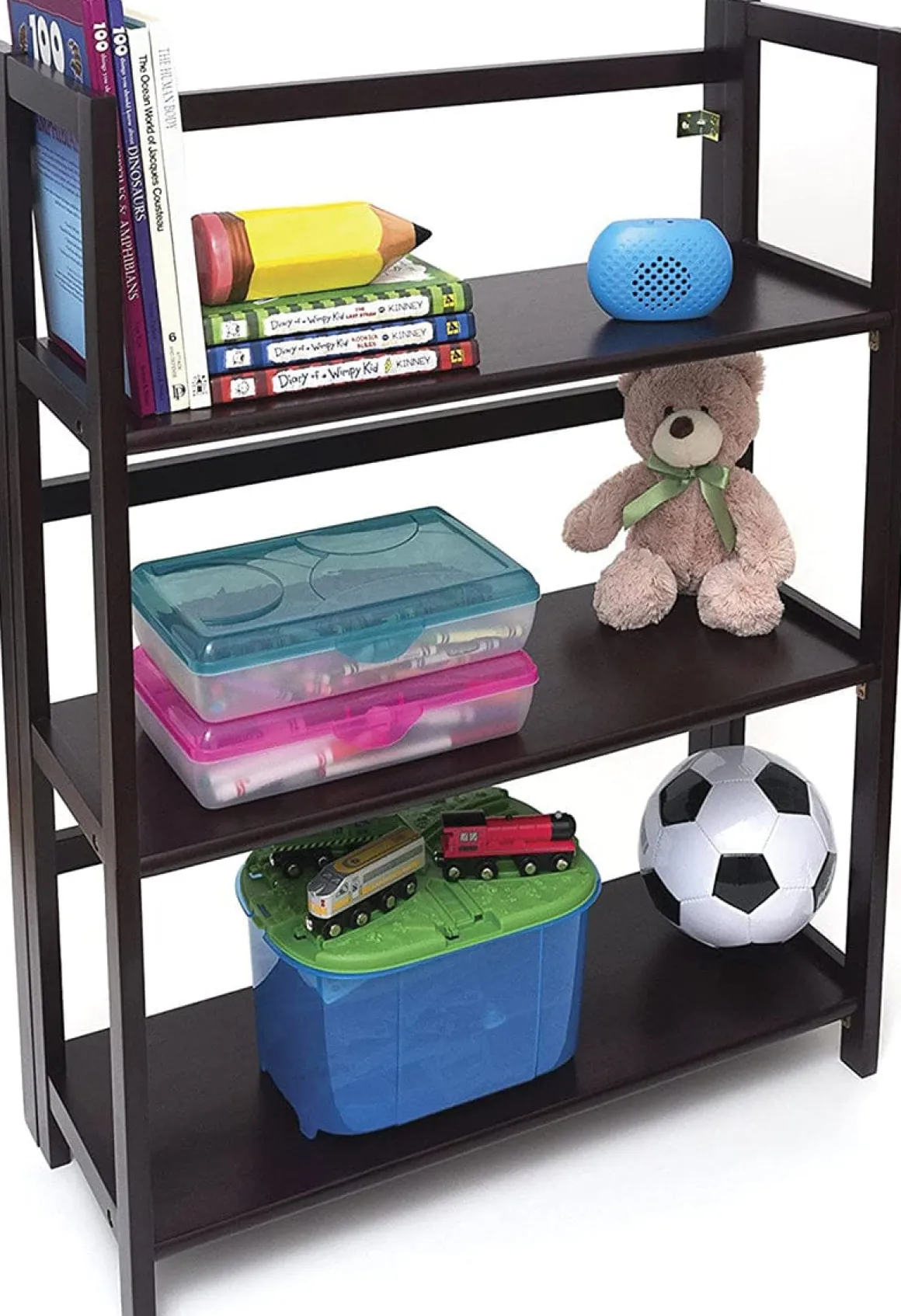 Lipper International Kids 3-Shelf Folding Bookcase - Espresso
