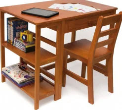 Lipper International Kids Work Station and Chair - Pecan
