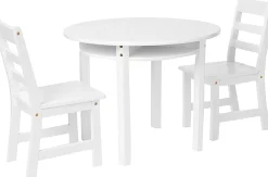 Lipper International Round Table with Shelf and 2 Chairs - White