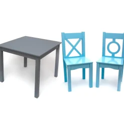 Lipper International Table & Chairs Set - Gray/Blue