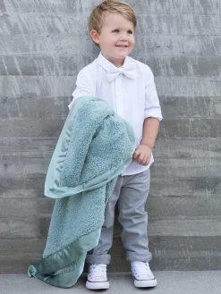 Little Giraffe Chenille Baby Blanket - Sage