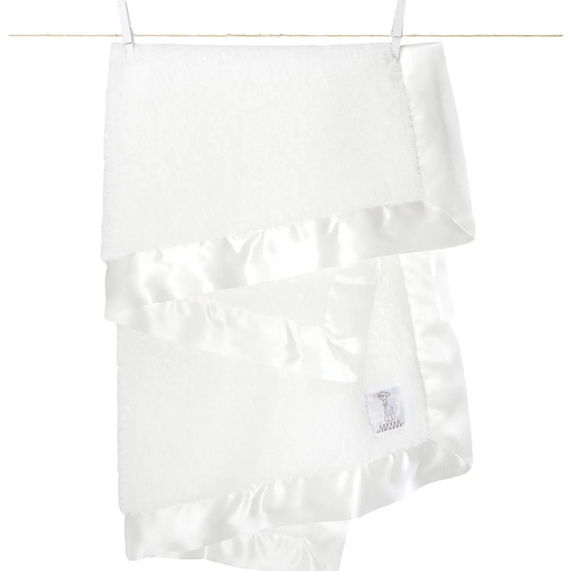 Little Giraffe Chenille Blanket in White