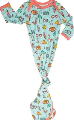 Little Sleepies Bamboo Viscose Infant Knotted Gown - Pool Party