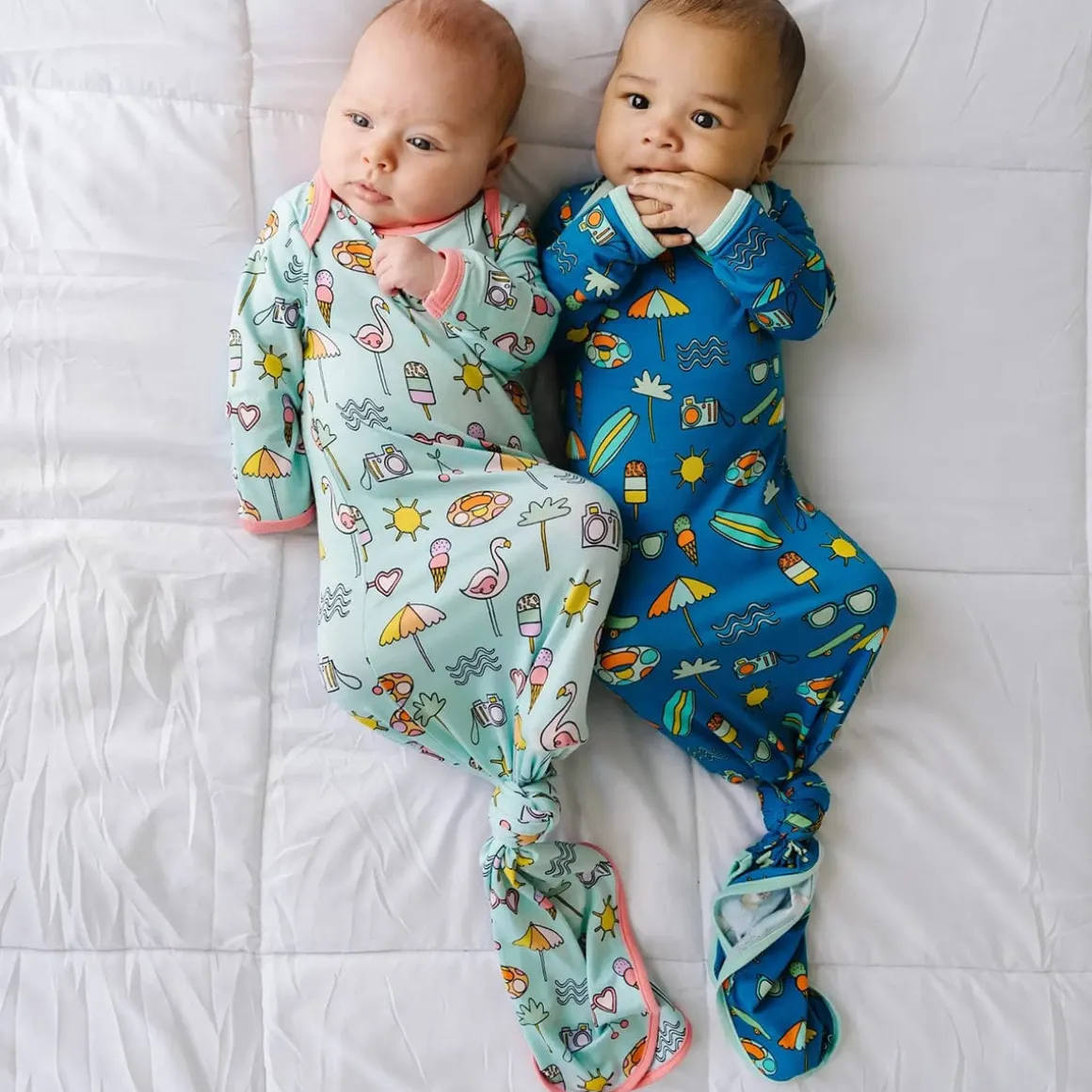 Little Sleepies Bamboo Viscose Infant Knotted Gown - Pool Party