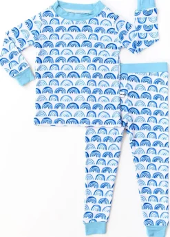 Little Sleepies Two-Piece Bamboo Viscose Pajama Set - Blue Rainbows, 12 - 18 months