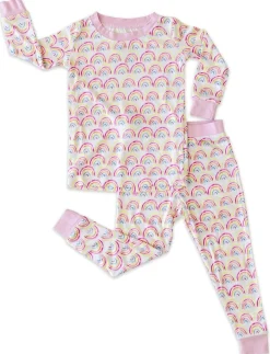 Little Sleepies Two-Piece Bamboo Viscose Pajama Set - Pastel Rainbows, 2T