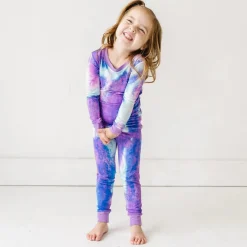 Little Sleepies Two-Piece Bamboo Viscose Pajama Set - Purple Watercolor, 12 - 18 months