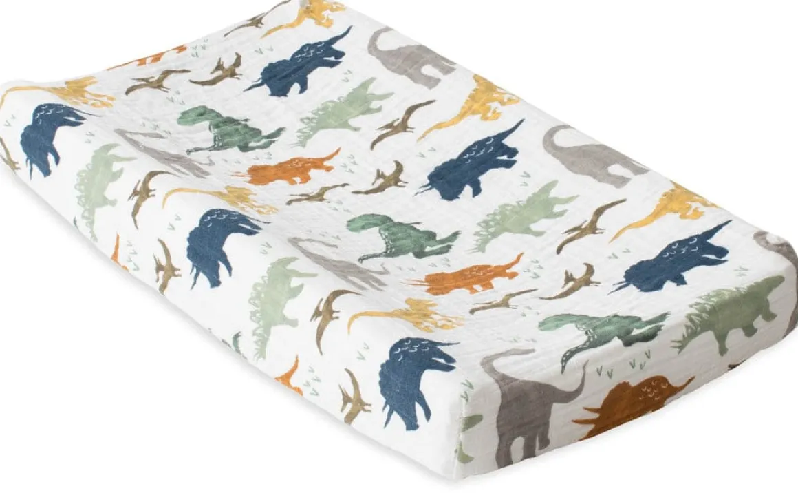 Little Unicorn Cotton Muslin Changing Pad Cover - Dino Friends