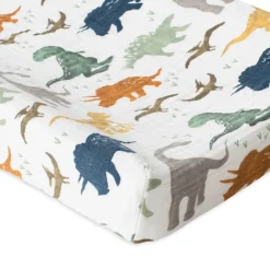 Little Unicorn Cotton Muslin Changing Pad Cover - Dino Friends